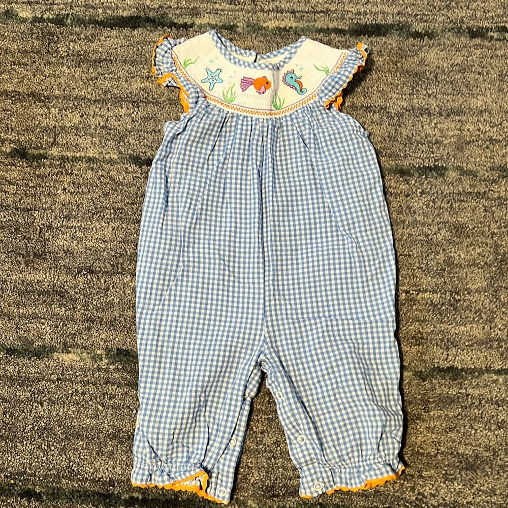Lil Cactus smocked overalls